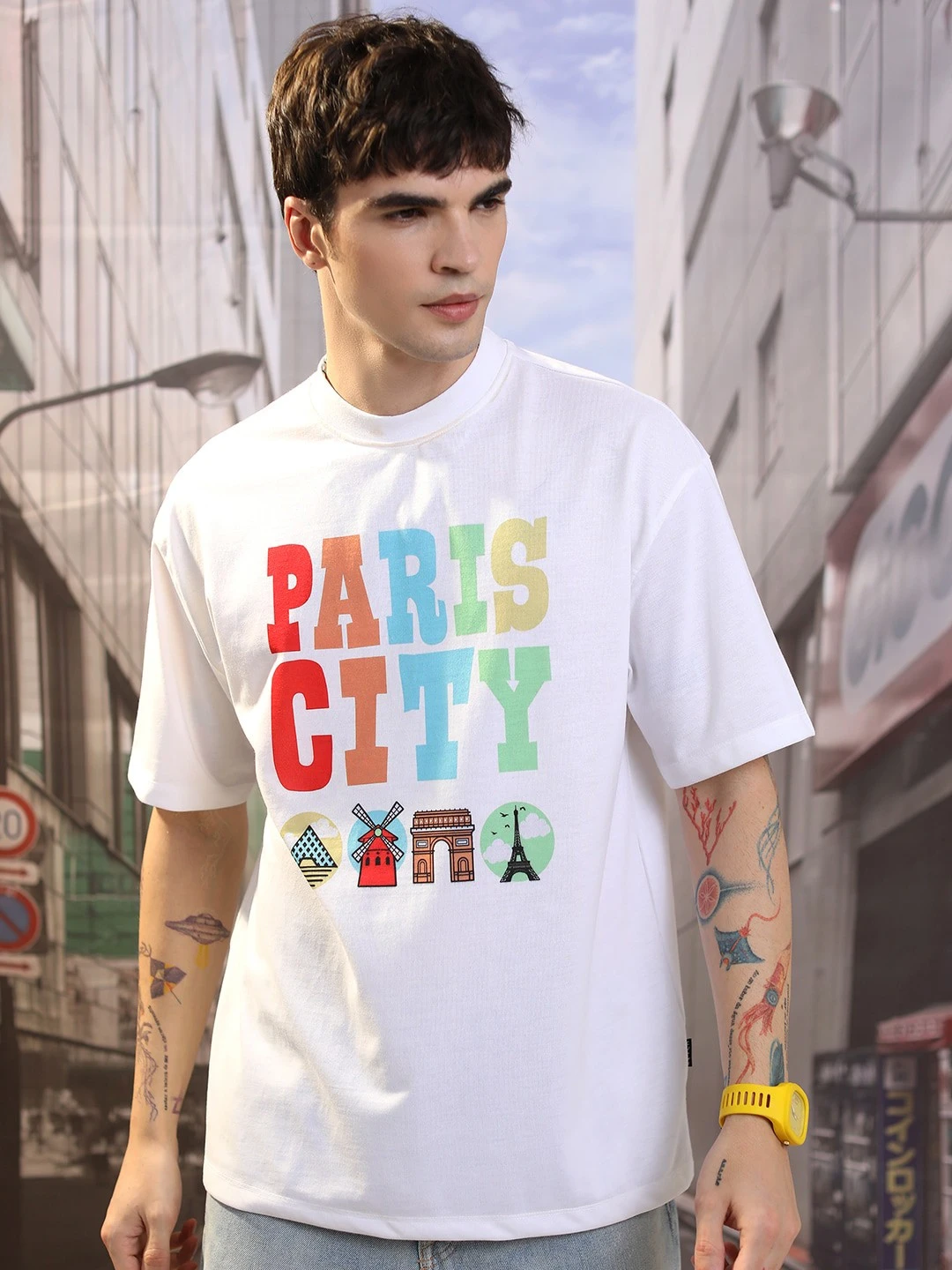Men Pure Cotton Printed Short Sleeve Polo T-shirt