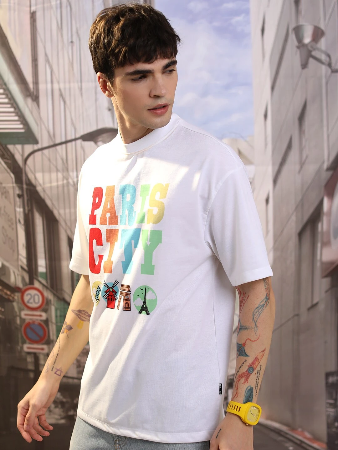Men Pure Cotton Printed Short Sleeve Polo T-shirt - Image 3