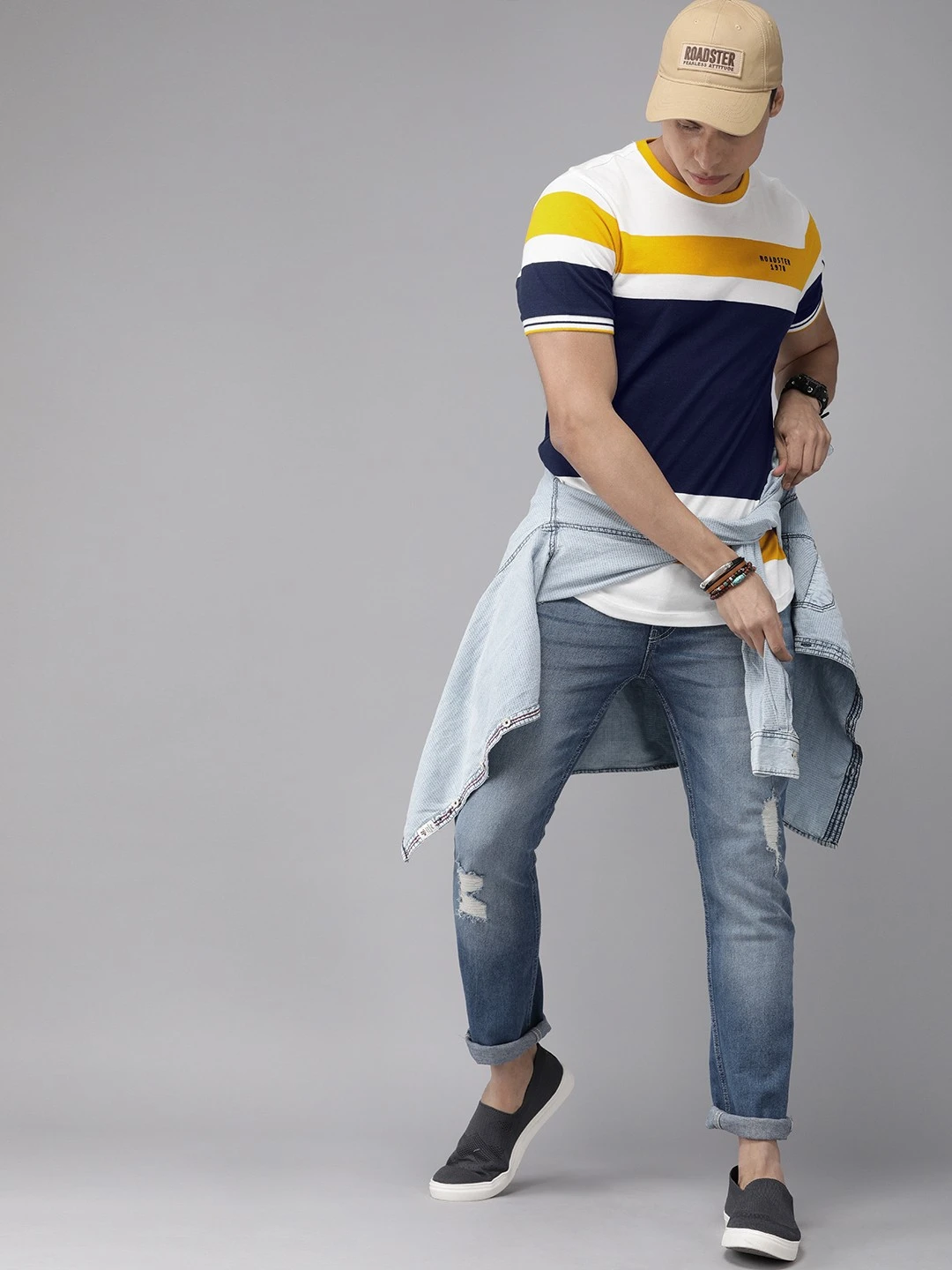 Men White Mustard Yellow Colourblocked Round Neck Pure Cotton T-shirt - Image 3